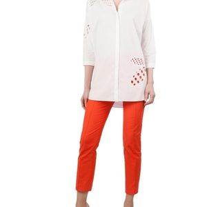 Akris Punto Frankie Cotton Stretch Slim/Straight Leg Pant Orange Size 8